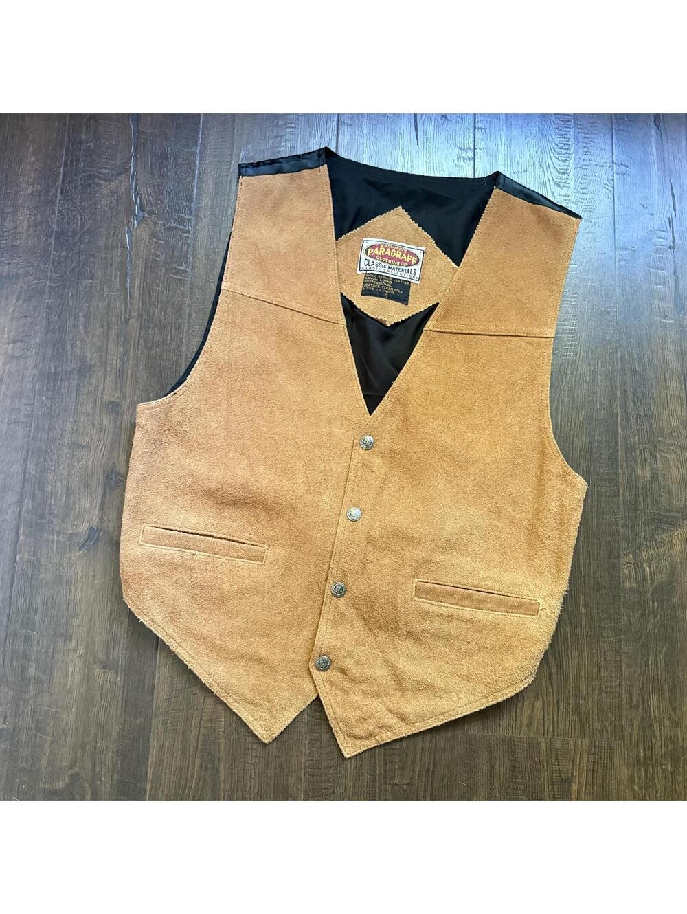 Vintage 90s Western Leather Vest Paragraph Co Sz S Mens Unisex Rodeo Cowboy